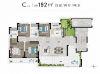 C中盛华庭192平方四室二厅二卫户型