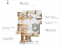 金地广场A户型悠然居建面约112.07㎡三室两厅1卫